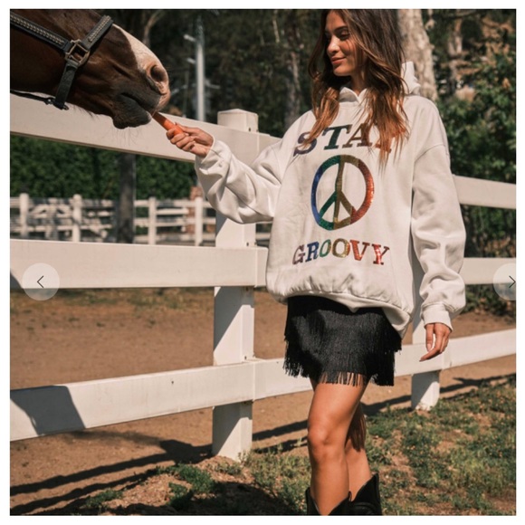 35 Rainbow Sequin Letter Patch Hoodie Top - Picture 3 of 7